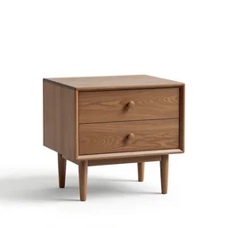 mid-century nightstand, clean 3d render, octane render, isolated on a pure white background, centered, entire object in frame, sharp focus, soft studio lighting