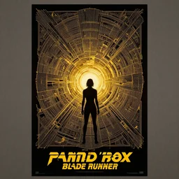 a movie poster for pandora ’ s box ( 1 9 2 9 ) in the style of blade runner, detailed, intricate, golden ratio, noir