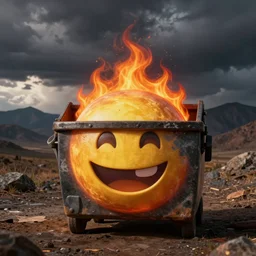 smiling dumpster fire emoji