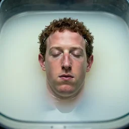 film still of mark zuckerberg floating in a tank of milky fluid as a precog eyes closed and wires on his forehead minority report movie, 8 k