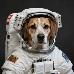 a photo of an astronaut dog