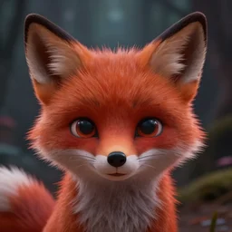 cute lil fox character, close - up portrait, red orange fur, cutesy nose, cinematic 3 d pixar style, trending on arstation octane rendered in 8 k unreal engine 5, cinematic and dramatic, gloomy, mystic and magical, fantastic and whimsical