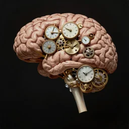 victorian medical illustration of the human brain made of small clockwork parts, fine detail
