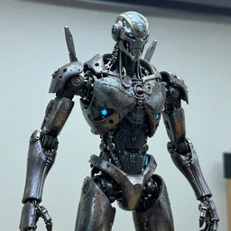 photo taken of an epic intricate, ultra detailed, super realistic gritty, wet, lifelike sculpture of an humanoid android creature with bioluminescent patches of skin created by weta workshop, zoomed in shots, subsurface scattering, photorealistic, sharp focus, white wall coloured workshop, cold colour temperature, f 0. 4, face centred, golden ratio,