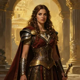 the elder scrolls vi, charismatic regal brunette female jarl, ancient greece, mysterious atmospheric lighting, painted, intricate, volumetric lighting, beautiful, rich deep colours masterpiece, golden hour, golden ratio, sharp focus, ultra detailed, by mark kent, jordan lamarre - wan, igor kieryluk, maxim verehin, miranda meeks