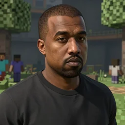 a screenshot of kanye west in the video game minecraft. 3 d rendering. unreal engine. amazing likeness. very detailed.