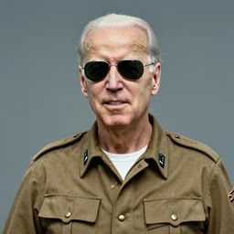 a military portrait photograph of joe biden wearing a ww 2 era general uniform and sunglasses, 1 9 4 8, colorized