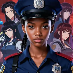A beautiful young anime African-American dieselpunk policewoman || fine-face, handsome face, realistic shaded Perfect face, fine details. Anime. realistic shaded lighting poster by Ilya Kuvshinov katsuhiro otomo ghost-in-the-shell, magali villeneuve, artgerm, Jeremy Lipkin and Michael Garmash and Rob Rey