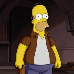 homer simpson as indiana jones, highly detailed, concept art, dramatic lighting