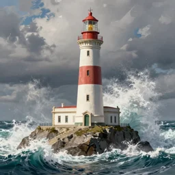 a large lighthouse on a cliff with crashing waves, art by artgerm and greg rutkowski and magali villeneuve, d & d, fantasy, highly detailed, digital painting, trending on artstation, concept art, sharp focus, illustration