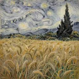 charcoal drawing of wheat field by van gogh