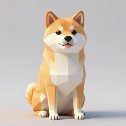 Low Poly render of a Shiba inu sitting down