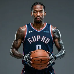 a portrait of kawhi leonard humanoid holding a basketball by conrad roset, hyperdetailed, cyberpunk, cool, cybernetically enhanced, trending on artstation