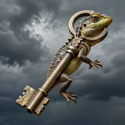 gila lizard key art extreme close up, hudson river school, nat geo, creature, storm clouds, d & d, fantasy, greg rutkowski, alphonse mucha, high quality, realistic, elegant