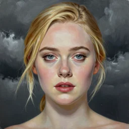 professional painting of Elle Fanning in the style of Josan Gonzalez, head and shoulders portrait, symmetrical facial features, smooth, sharp focus, illustration, intricate, stormy weather, extremely detailed masterpiece,