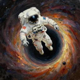 astronaut falling into a black hole, by craig mullins, by moebius, by edward hopper, oil on canvas,