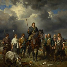 the wild hunt in the style of wayne barlowe, gustav moreau, goward, bussiere, roberto ferri, santiago caruso, luis ricardo falero, austin osman spare