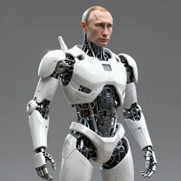 3 d octane render, ultra photorealistic, 8 k hyper detailed image unreal engine, augmented vladimir putin cyborg, android, robot cyberpunk, organic ceramic white on the art contemporary art by adolf hiremy hirschl