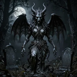 eerie gothic graveyard demon statue, intricate portrait artwork by carlos schwabe, h. r. giger, tom bagshaw, kilian eng, h. r. giger, very coherent artwork, dreamlike, darkness, noir, moonlit, dramatic, octane render, unreal engine, 8 k, high contrast