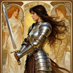 portrait of a beautiful mysterious woman warrior wearing an armour costume, profile view, weilding a sword, fantasy, regal, intricate, by stanley artgerm lau, greg rutkowski, thomas kinkade, alphonse mucha, loish, norman rockwell