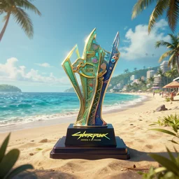 cyberpunk beach, award winning, cinematic, intricate, 8k highly professionally detailed, HDR, CGsociety