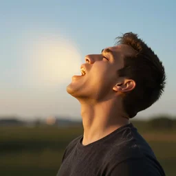 a man unhinging his jaw and swallowing the sun