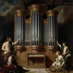 occult diagram of a twisted evil pipe organ in the style of wayne barlowe, gustav moreau, goward,  Gaston Bussiere and roberto ferri, santiago caruso, ((jose gabriel alegria sabogal)), composition by austin osman spare!