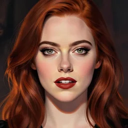 Emma Stone vampire in the style of Jamie McKelvie comic art, symmetrical face symmetrical eyes