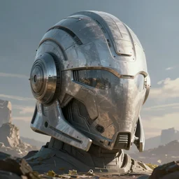 a large sci fi headdress helm constructed from sci final plastic panels, concept art, high detail, digital painting, illustration