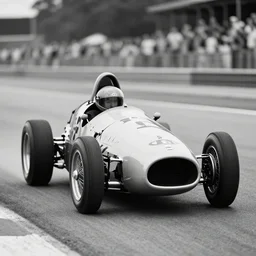 black and white photo of old race car