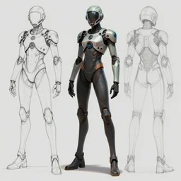 concept art, stylized proportions, long thin legs, broad shoulders, concept design, sketch, human character, science fiction suit, helmet, trending on artstation