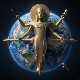 symmetry!! anunaki god overlooking the earth, ancient astronauts, very detailed, intricate, perfect lighting, perfect composition, artstation, artgerm, derek zabrocki, greg rutkowski, 4 k