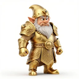 dwarf fighter king, gold, exquisite details, white background, by studio muti