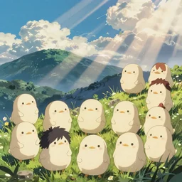 cute, adorable, digital art by ayami kojima, makoto shinkai, kilian eng, hayao miyazaki, yoshitaka amano, takeshi koike, hidetaka tenjin, tsutomu nihei, takahiro yoshimatsu, satoshi kon