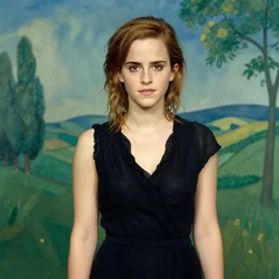 a portrait of emma watson in a scenic environment by fernand leger