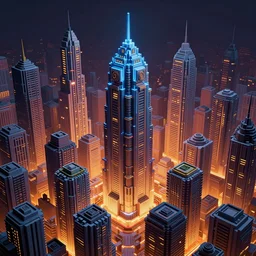 voxel art of a cyberpunk blockchain city is seen, blockchain, symmetry, painted, intricate, volumetric lighting, beautiful, rich deep colors masterpiece, sharp focus, ultra detailed, in the style of dan mumford and marc simonetti
