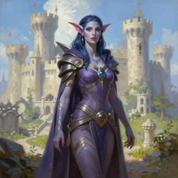 a beautiful portrait painting of a female aasimar standing relaxed in bright castle setting, pathfinder, dungeons and dragons, art by artgerm and greg rutkowski and tim hildebrandt