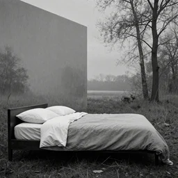 a bed voidscape by simon stalenhag and ansel adams, digital art