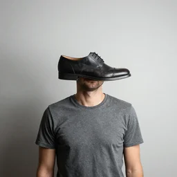 a man with a shoe for a head