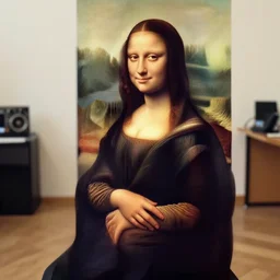 casual photograph of a woman sitting in a studio room pensively, with the poise and appearance of the ( ( ( ( ( ( ( ( mona lisa ) ) ) ) ) ) ) )