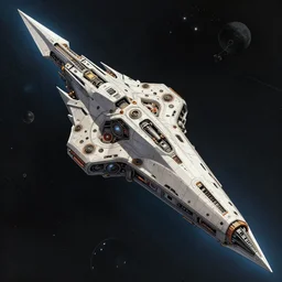 scifi art scene of massive starship in the shape of an spear traveling through space by greg rutkowski, intrincate details, brutalist appearance, concept art, scifi, 4 k, digital ilustration, artstation hq