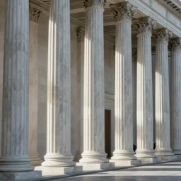 a set of classical marble columns and classical orders, each column mutates slightly from its neighbor, volumetric lighting, light rays, photorealistic, ultrarealistic, coronarender, 8k