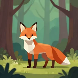 Low poly fox in forest