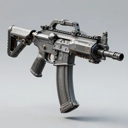 corner assault rifle, mechanical, very intricate, 4k, futuristic, trending on ArtStation by Woo Kim, by Oleg Ushenok