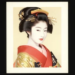 Portrait Photograph of a Japanese Geisha Valca Sheet Film Autographica