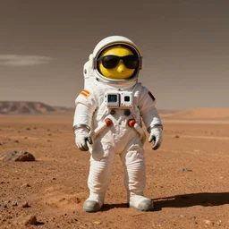 wide shot of a lemon wearing a spacesuit and sunglasses in mars, autochrome, atmospheric, 4K, trending on artstation, highly textured