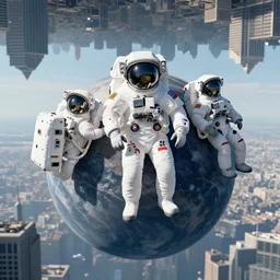closeup portrait of astronauts langing on an inverted planet in deserted inverted new york, among us, natural light, sharp, detailed face, magazine, press, photo, Steve McCurry, David Lazar, Canon, Nikon, focus
