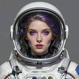 Portrait of very very very very very very beautiful non-white woman, spacesuit, purple eyes, intricate, elegant, highly detailed, digital painting, artstation, concept art, smooth, sharp focus, illustration, art by artgerm and greg rutkowski and alphonse mucha