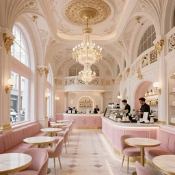 ice cream cafe interior, intricate, elegant, highly detailed, architectural digest, archdaily, sharp focus, architectural photography,