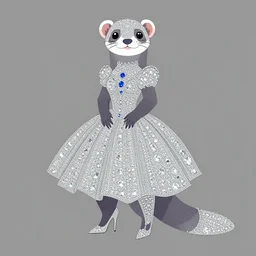 detailed flat 2 d : ferret character : wearing diamonds : wearing a stravagant dress : wearing stiletto : head torso legs feet : behance